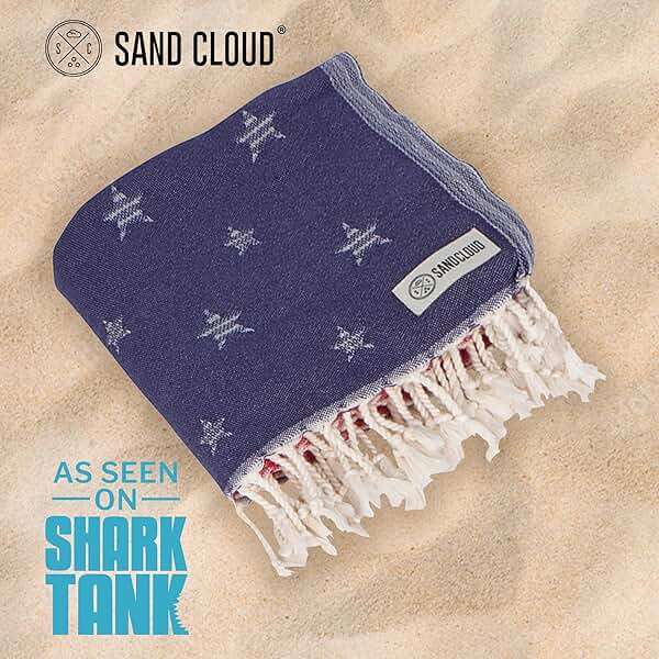 Sand Cloud Beach Towel - Sand Resistant - 100% Organic Turkish Cotton Yarn - Quick Dry Towel for Beach, Picnic, Blanket or Bath - As Seen on Shark Tank - Stars & Stripes (Red, White & Blue) - Image 3