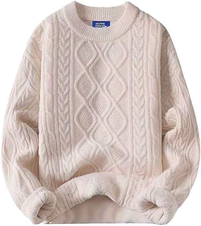 Aelfric Eden Oversized Sweater 90s Vintage Cable Knit Long Sleeve Women Heavy Crewneck Pullover - Image 1