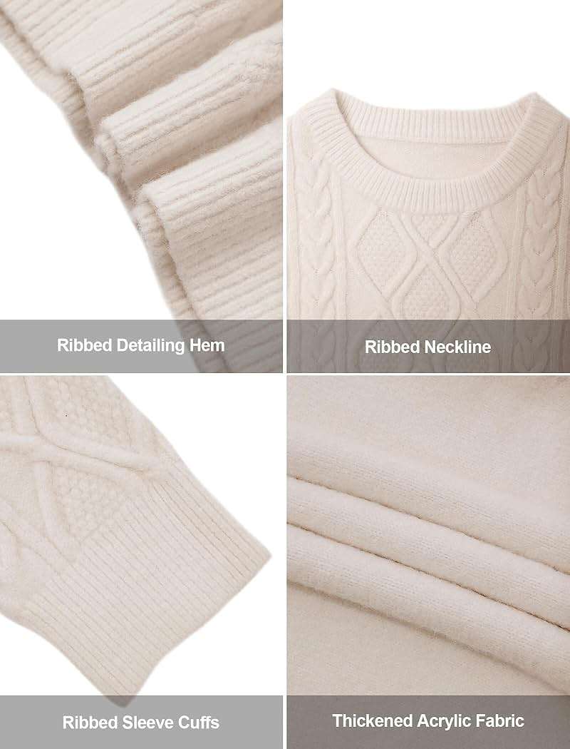 Aelfric Eden Oversized Sweater 90s Vintage Cable Knit Long Sleeve Women Heavy Crewneck Pullover - Image 4