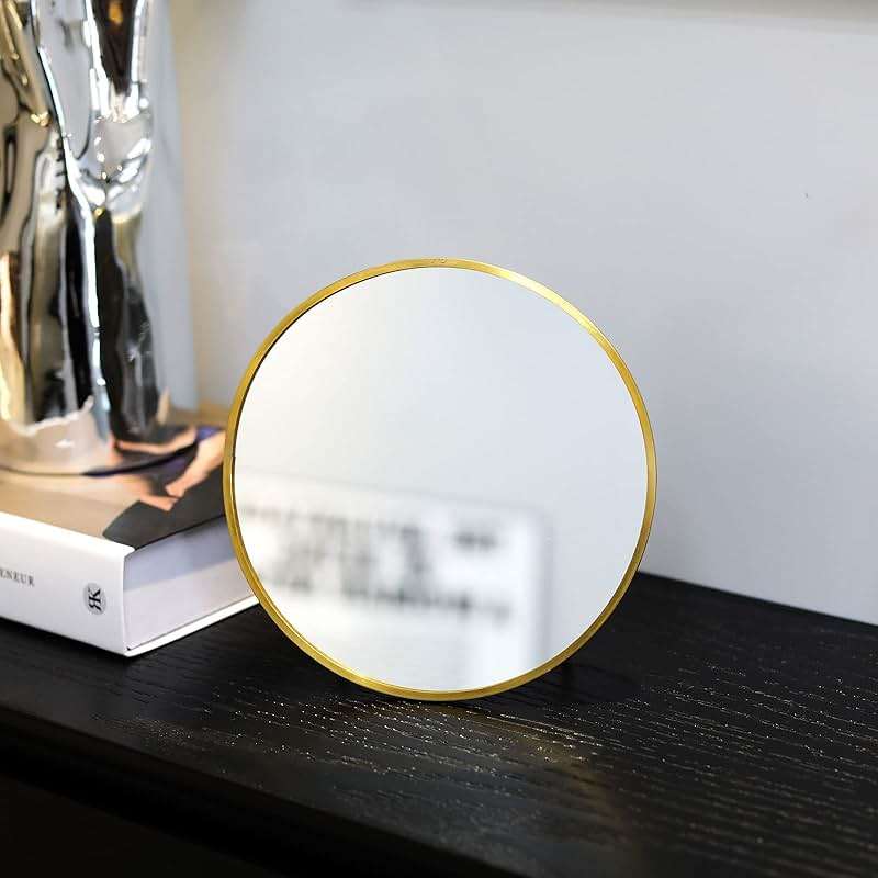 LONGSHENG - SINCE 2001 - Gold Vanity Makeup Mirror Table Desk Countertop Mirror Bathroom Shaving Make Up Mirror Home Decor-Round - Image 4
