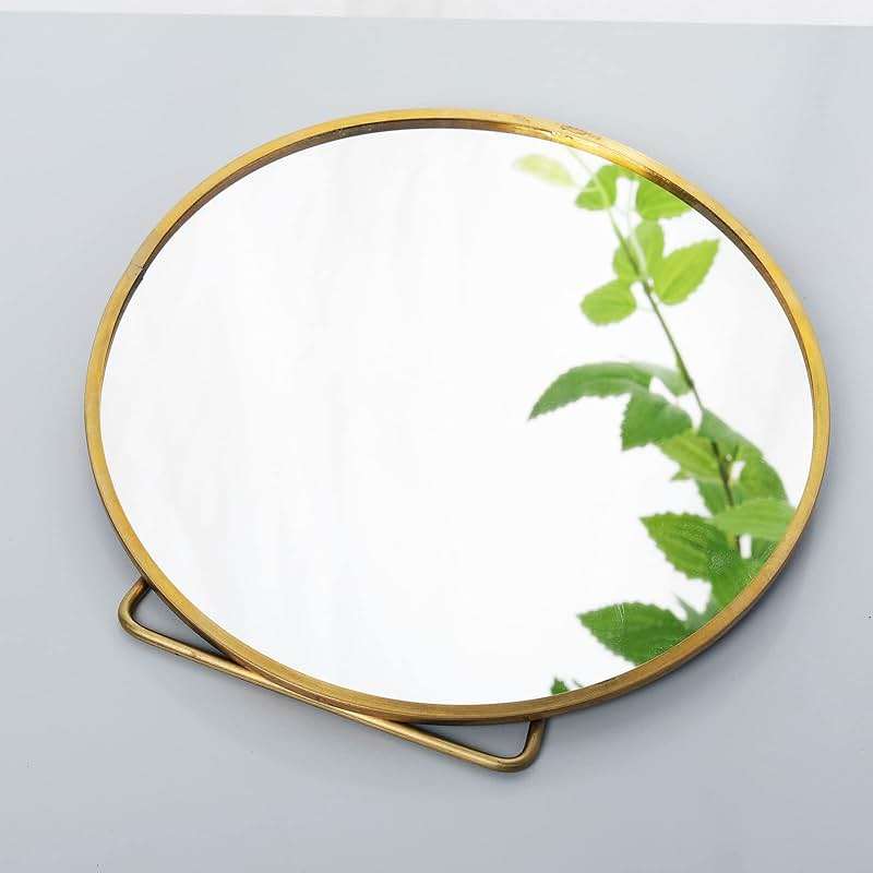 LONGSHENG - SINCE 2001 - Gold Vanity Makeup Mirror Table Desk Countertop Mirror Bathroom Shaving Make Up Mirror Home Decor-Round - Image 7