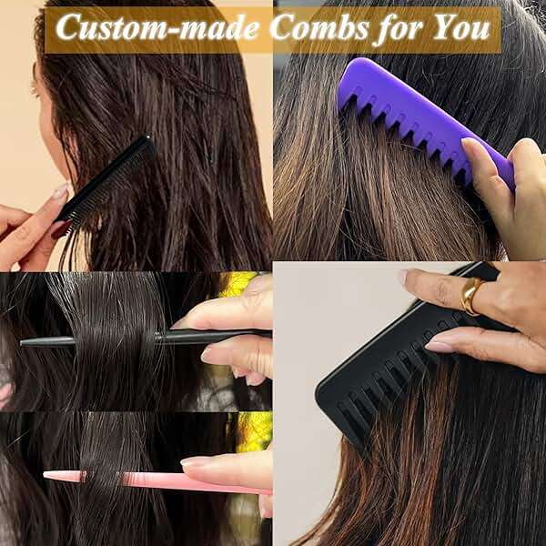 6PCS Large Wide Tooth Comb Rat Tail Comb Set, Shower Combs for Wet or Dry Hair, Premium Hair Brush Combs Detangle Curls, Detangler Comb for Detangling Wigs, Styling Curly Parting Kit for Men and Women - Image 4