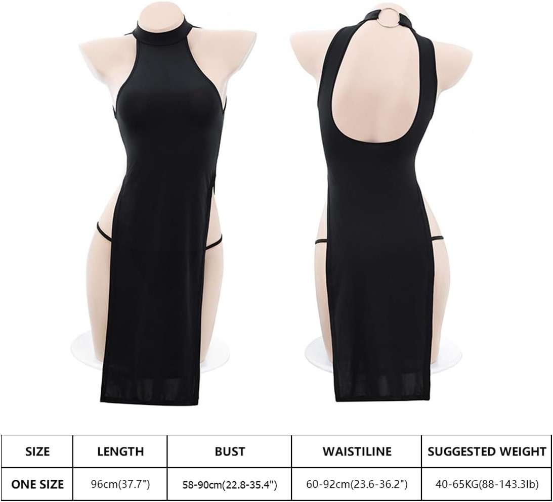 SINROYEE Women's Sexy Lingerie Nightshirt Uniform Sleeveless Sheer Sleepwear Anime Cosplay Temptation Nightdress Free Size - Image 5