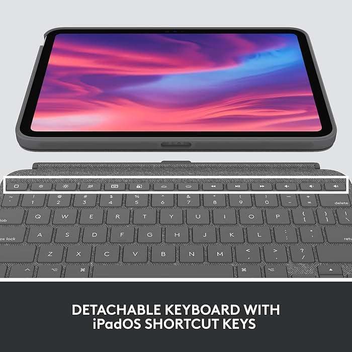Logitech Combo Touch, Detachable iPad Keyboard Case (10th gen and A16) with Large Precision Trackpad, Full-Size Backlit Keyboard, and Smart Connector Technology - Oxford Gray - Image 4