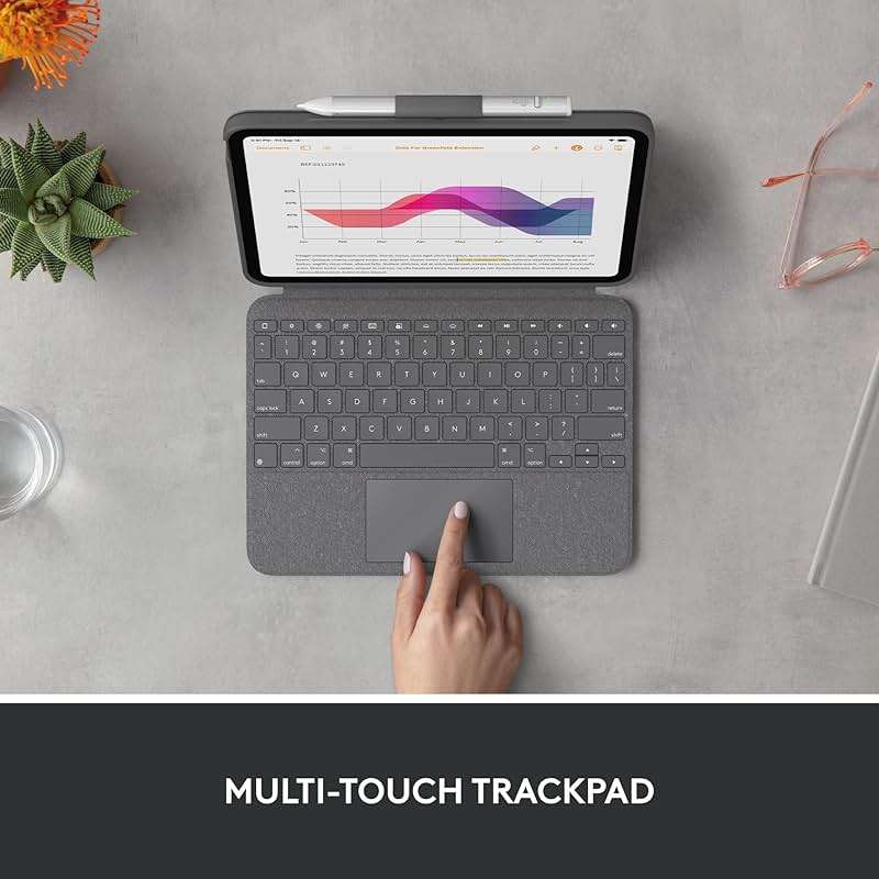 Logitech Combo Touch, Detachable iPad Keyboard Case (10th gen and A16) with Large Precision Trackpad, Full-Size Backlit Keyboard, and Smart Connector Technology - Oxford Gray - Image 5