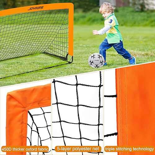 Pro-Grade Kids Backyard Soccer Goal, Tear-Resistant 5-Layer Polyester Soccer Net & 10mm Poles for Maximum Durability, 4x3ft/6x4ft/7x5ft, Pop Up Portable Soccer Training Equipment Set with Size 4 Ball - Image 3