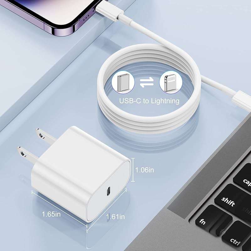 iPhone Charger Fast Charging Block,[MFi Certified] Wall Charger Plug and 6ft USB C to Lightning Cable Cord, Type C Power Adapter Cube Brick Box for iPhone 14 Pro Max/14/13 Pro/12 Mini/12/11/iPad - Image 5