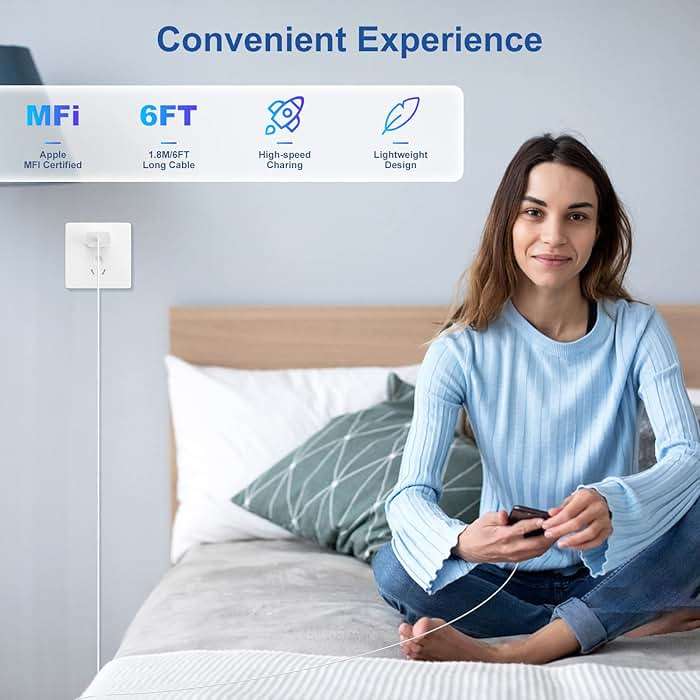 iPhone Charger Fast Charging Block,[MFi Certified] Wall Charger Plug and 6ft USB C to Lightning Cable Cord, Type C Power Adapter Cube Brick Box for iPhone 14 Pro Max/14/13 Pro/12 Mini/12/11/iPad - Image 6