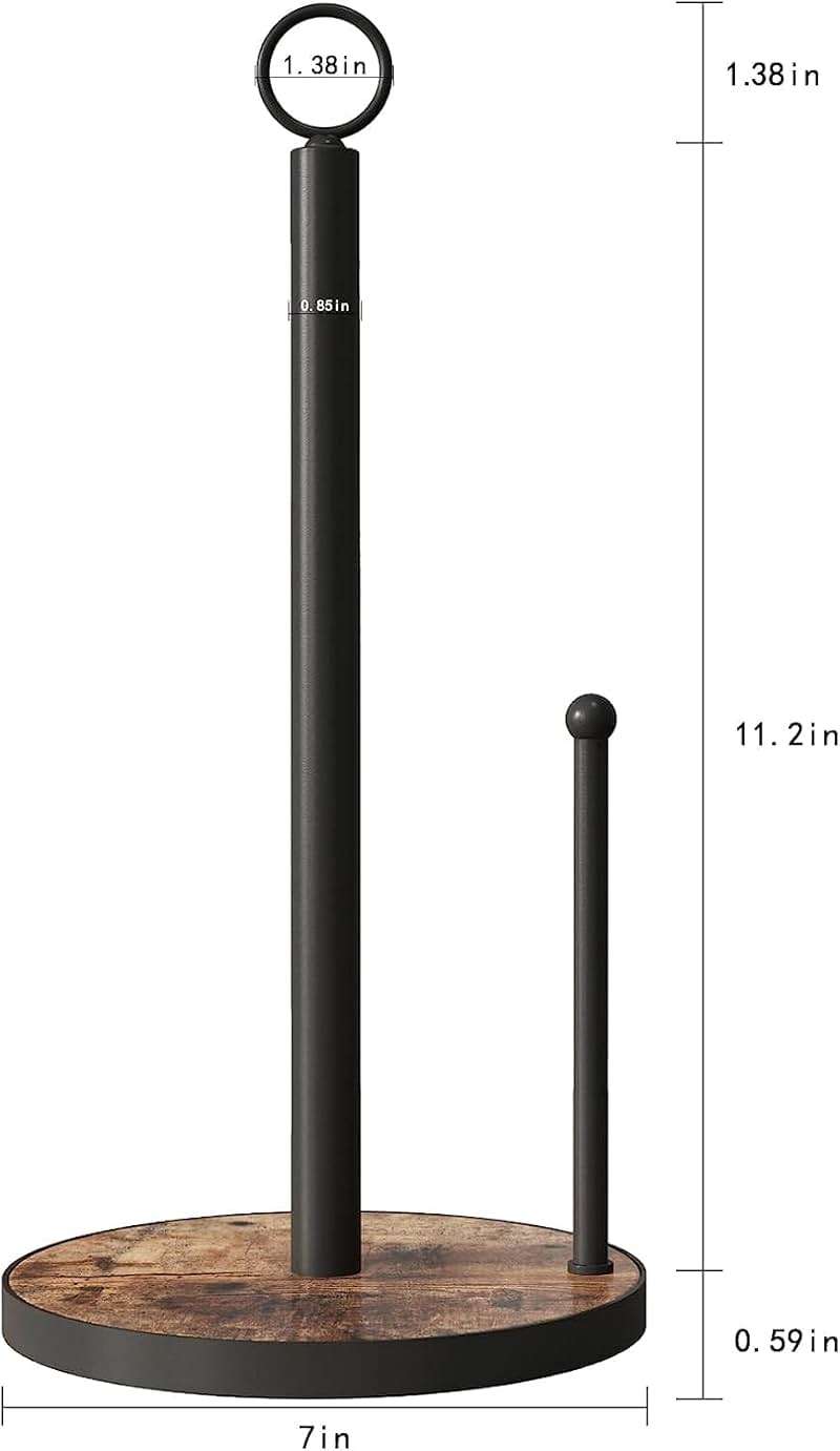OROPY Paper Towel Holder Countertop with Heavy Duty Wood Base, Farmhouse Paper Towel Roll Stand for Kitchen Counter fits Standard and Jumbo Size Paper Towels (Brown - Easy to Tear) - Image 3