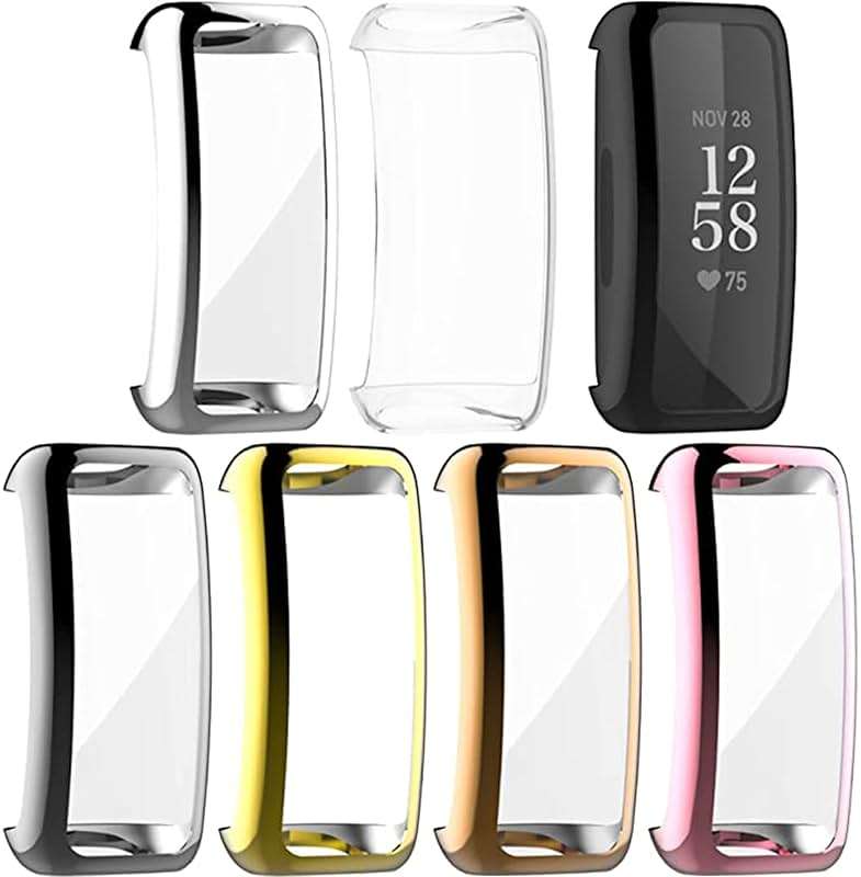 FitTurn Compatible with Fitbit Inspire 3/Inspire 2 Screen Protector Case, 7 Metal Colour Full Coverage Soft TPU Shockproof Case Protective Screen Cover Bumper Shell for Inspire 3/Inspire 2 HR - Image 1