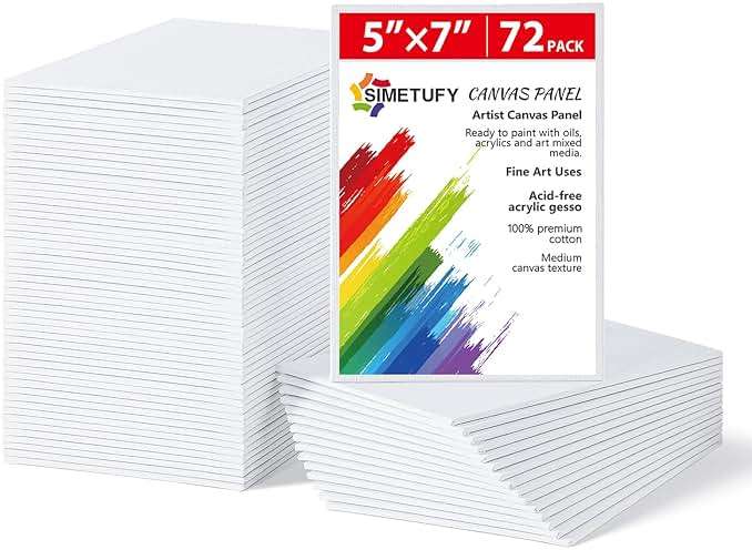 Simetufy 72 Pack Small Canvas Boards for Painting 5 x 7 inch, Flat Canvas Panels for Kids- Gesso Primed Acid-Free 100% Cotton for Acrylics Oil Watercolor Tempera Paints - Image 1