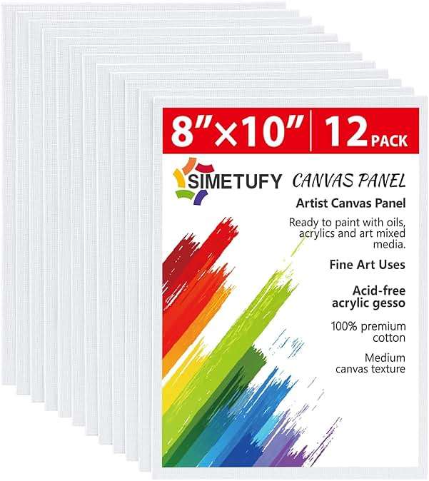Simetufy 12 Pack 8x10 Canvas Boards for Painting, Blank Flat Canvas Panels Art Painting Supplies - Gesso Primed 100% Cotton for Acrylic Oil Watercolor Tempera Paint - Image 1