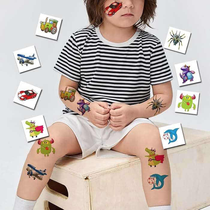 CHARLENT 408 PCS Individually Wrapped Temporary Tattoos for Kids - Mixed Tattoos for Kids Birthday Party Favors Goodie Bag Fillers - Image 5