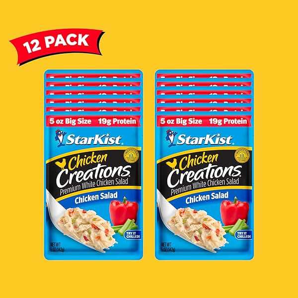 StarKist Chicken Creations Chicken Salad Pouch (5 oz - 12 Pack) Fully Cooked White Meat, 19g Protein Per Serving, Gluten Free, Soy Free, No Draining, Ready to Eat for Salad and Sandwiches - Image 4