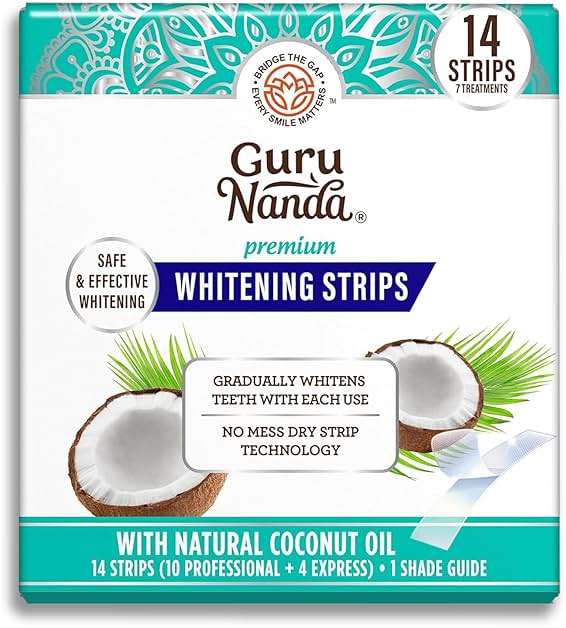 GuruNanda Teeth Whitening Strips - 7-Day Treatment with Non-Slip, Dry Strip Technology - Whitening Designed with Care for a Brighter Smile - Image 1