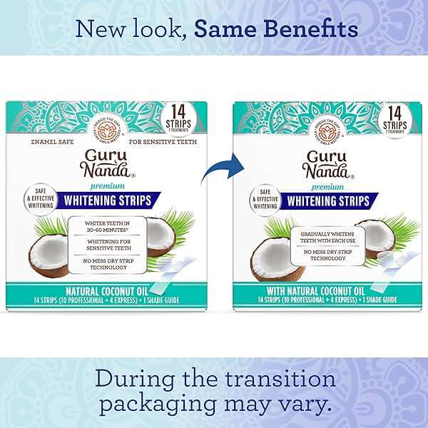 GuruNanda Teeth Whitening Strips - 7-Day Treatment with Non-Slip, Dry Strip Technology - Whitening Designed with Care for a Brighter Smile - Image 2