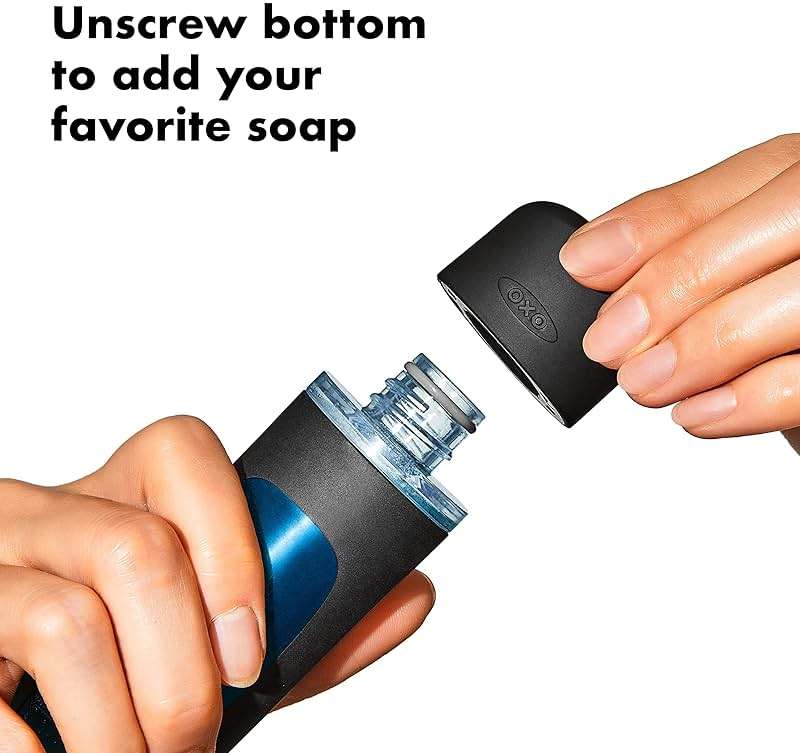 OXO New Good Grips Soap Dispensing Dish Scrub​, Yellow - Image 4