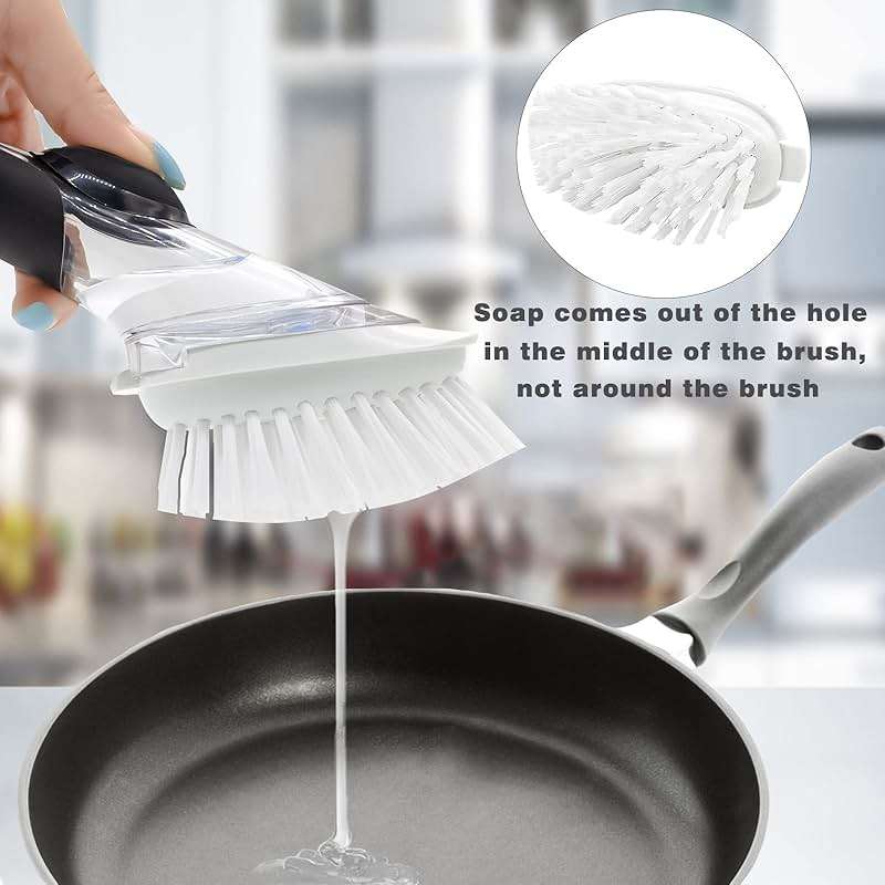 Brush Refills for OXO Dish Brush - 4 Pack Dish Brush Cleaning Soap Dispensing Head Replacement for Scrubber (White) - Image 2