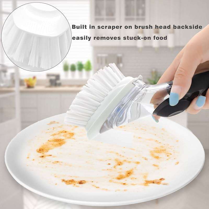 Brush Refills for OXO Dish Brush - 4 Pack Dish Brush Cleaning Soap Dispensing Head Replacement for Scrubber (White) - Image 5