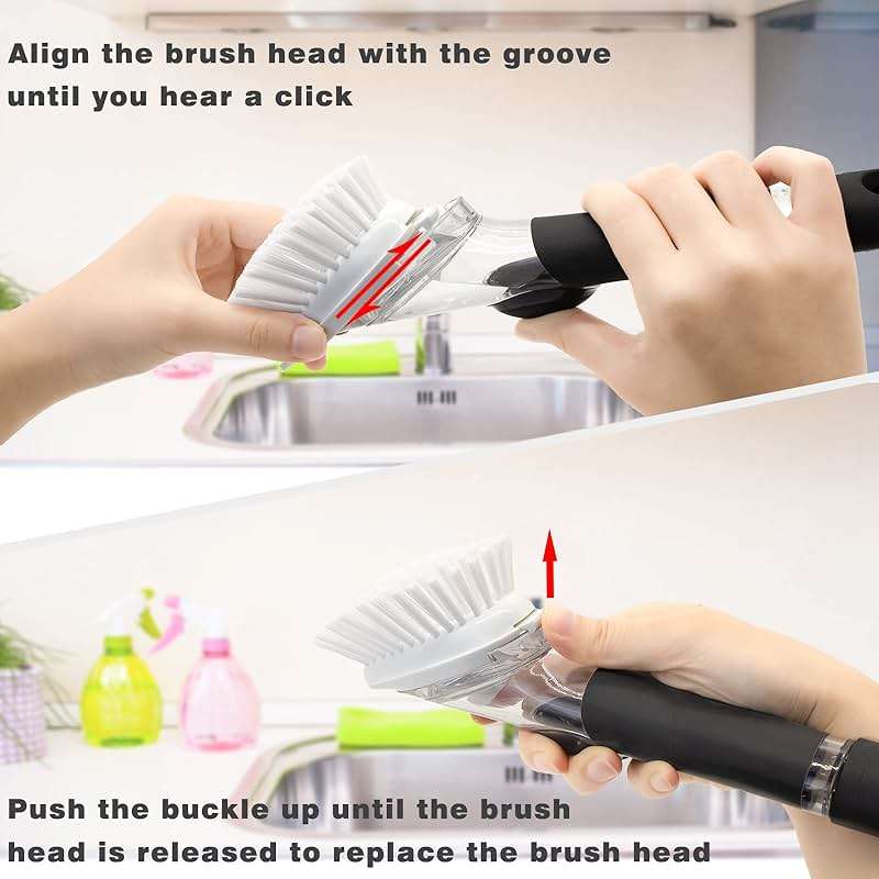 Brush Refills for OXO Dish Brush - 4 Pack Dish Brush Cleaning Soap Dispensing Head Replacement for Scrubber (White) - Image 6