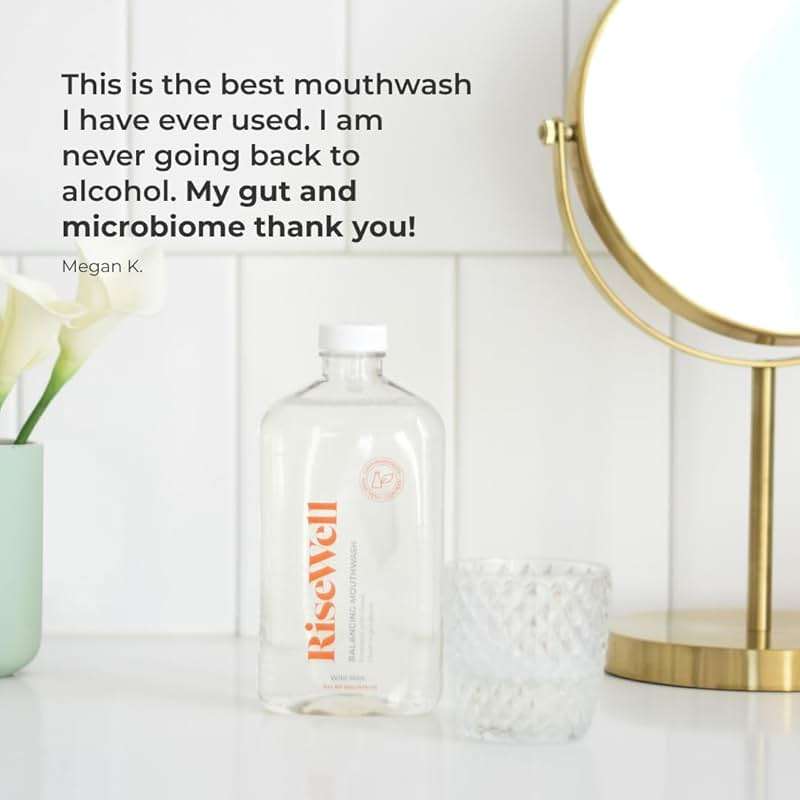 RiseWell Balancing Mouthwash - pH Balancing Alkaline Alcohol Free Mouthwash - Dentist Developed Dry Mouth Rinse and Breath Freshener - Natural, SLS-Free - Fresh Cool Breath - Wild Mint, 16 Oz - Image 5