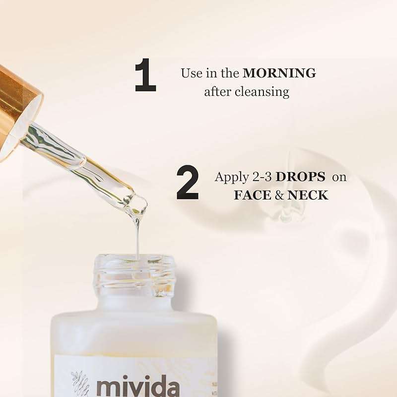 mivida 20% Vitamin C Serum for Face, Anti-Aging & Brightening Serum | W/Hyaluronic & Ferulic Acid, Vit E | Reduces Wrinkles, Fine Lines, Dark Spots & Hyperpigmentation, Maximum Strength Formula, 1floz - Image 7