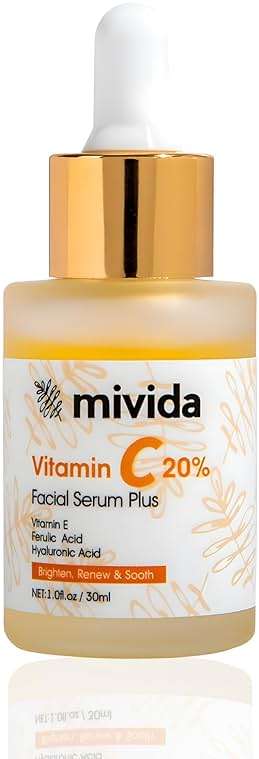 mivida 20% Vitamin C Serum for Face, Anti-Aging & Brightening Serum | W/Hyaluronic & Ferulic Acid, Vit E | Reduces Wrinkles, Fine Lines, Dark Spots & Hyperpigmentation, Maximum Strength Formula, 1floz - Image 9
