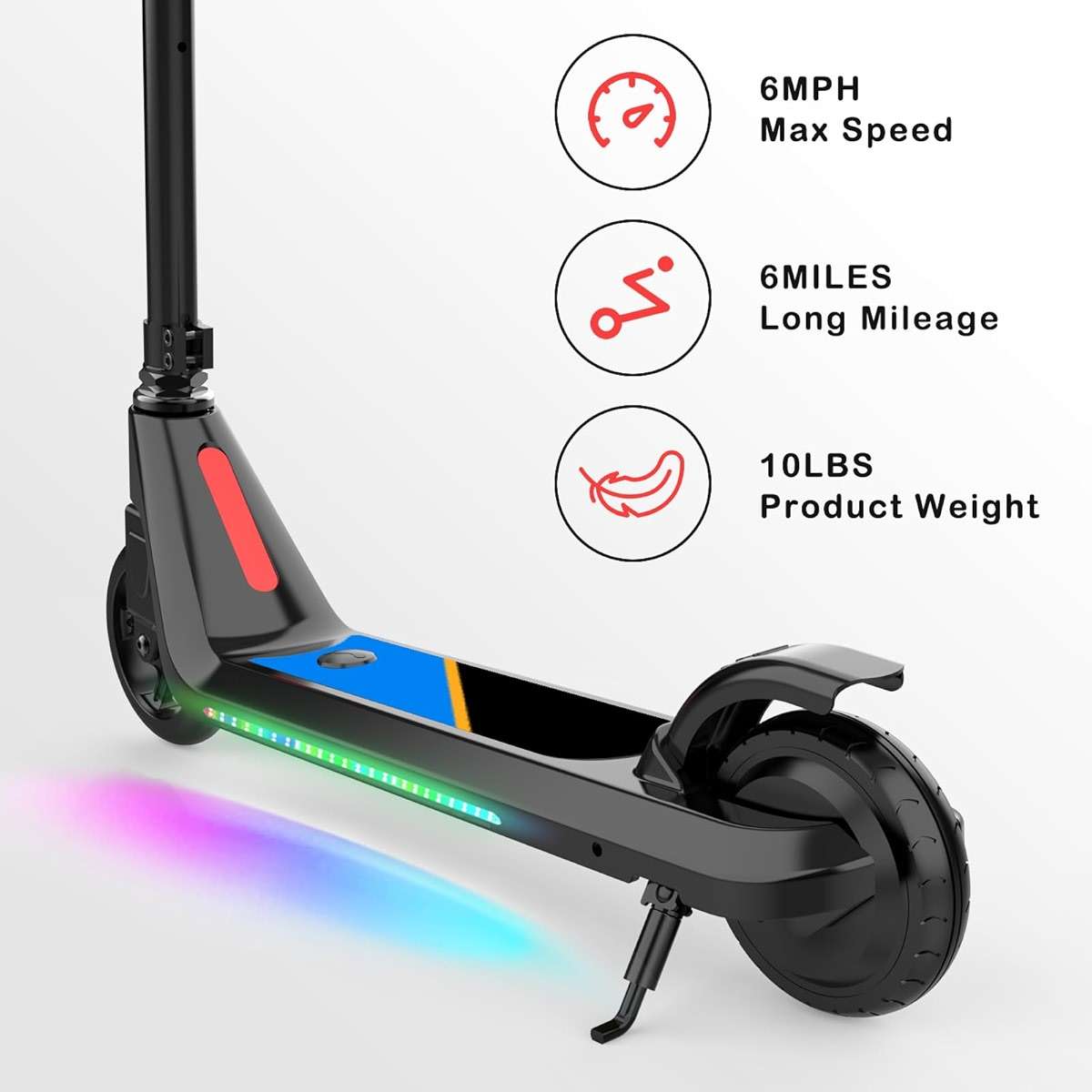 LINGTENG Electric Scooter for Kids Age 6-10, Kick-Start Boost Scooter with Adjustable Speed and Height, Flash Wheel & Deck Lights - Image 2