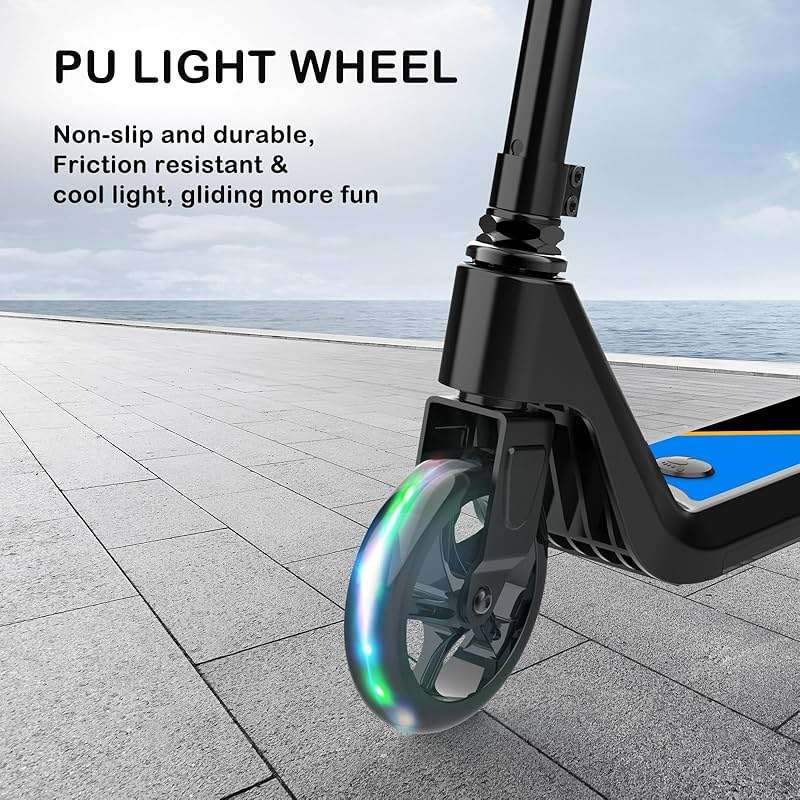 LINGTENG Electric Scooter for Kids Age 6-10, Kick-Start Boost Scooter with Adjustable Speed and Height, Flash Wheel & Deck Lights - Image 3