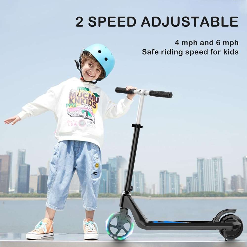 LINGTENG Electric Scooter for Kids Age 6-10, Kick-Start Boost Scooter with Adjustable Speed and Height, Flash Wheel & Deck Lights - Image 7