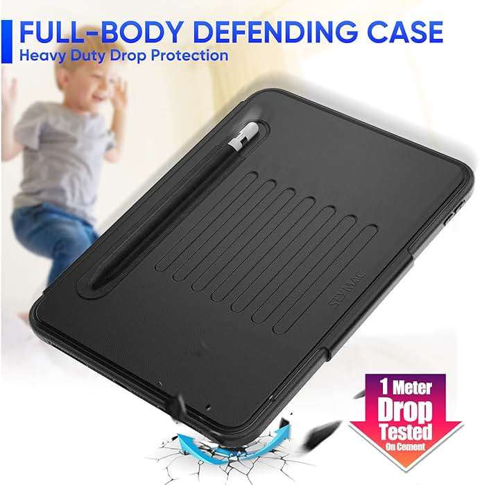 SEYMAC stock Case for iPad (A16) 11th/10th Generation 11/10.9'', Full-Body Drop Protection,[Stitched Slim Pencil Sleeve],Strong Magnetic Auto Sleep Case, Absorbing Multi-Angles Stand, Card Slot- Black - Image 6