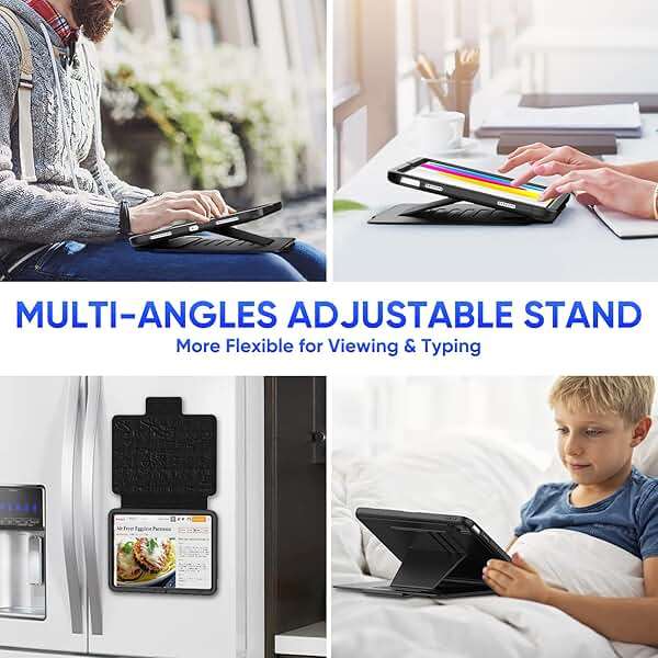 SEYMAC stock Case for iPad (A16) 11th/10th Generation 11/10.9'', Full-Body Drop Protection,[Stitched Slim Pencil Sleeve],Strong Magnetic Auto Sleep Case, Absorbing Multi-Angles Stand, Card Slot- Black - Image 7
