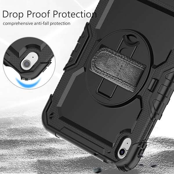 Sibeitu for iPad (A16) 11th/ 10th Generation Heavy Duty Case for Work 10.9 Inch 2025/2022 with Screen Protector, Military Grade Defender Protection, Rugged Shockproof Cover with Stand & Strap, Black - Image 4