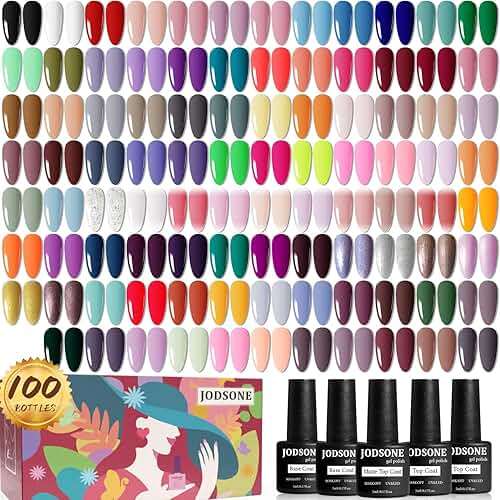 JODSONE 100 PCS (5 ml each) Gel Nail Polish Kit No Wipe Soak off Base Coat and Matte Glossy Top Coat Gel Polish Collections Gifts for Manicure Lovers - Image 1