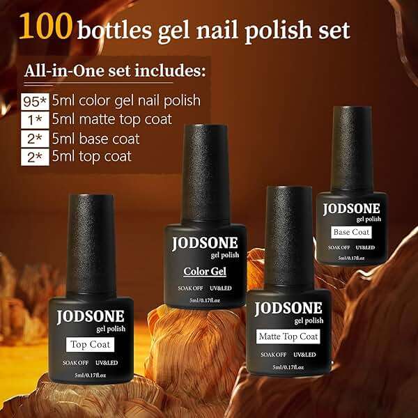 JODSONE 100 PCS (5 ml each) Gel Nail Polish Kit No Wipe Soak off Base Coat and Matte Glossy Top Coat Gel Polish Collections Gifts for Manicure Lovers - Image 2