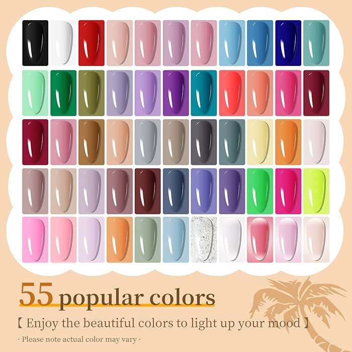 JODSONE 60 PCS Gel Nail Polish Set with 5 Bottles of Base and Glossy Matte Top Coat Soak off Gel Nail Set Suitable for All Seasons Gifts - Image 3