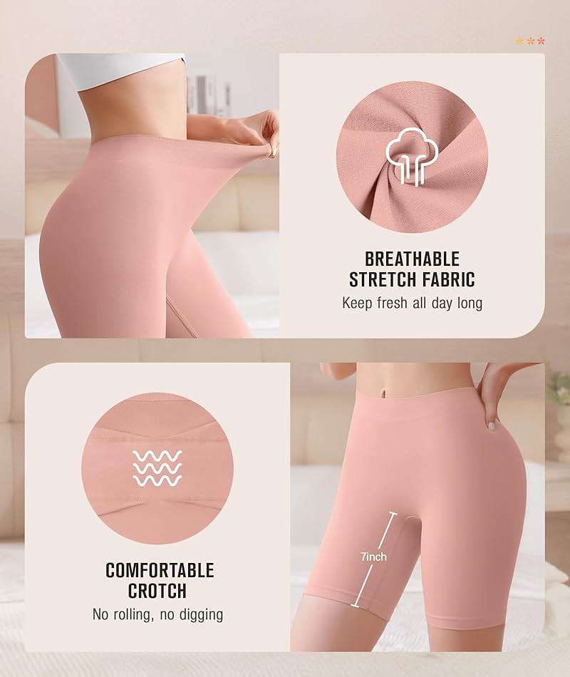 BESTENA 4 Pack Slip Shorts for Under Dress Seamless Smooth Boyshorts Panties Boxer Briefs for Women - Image 4