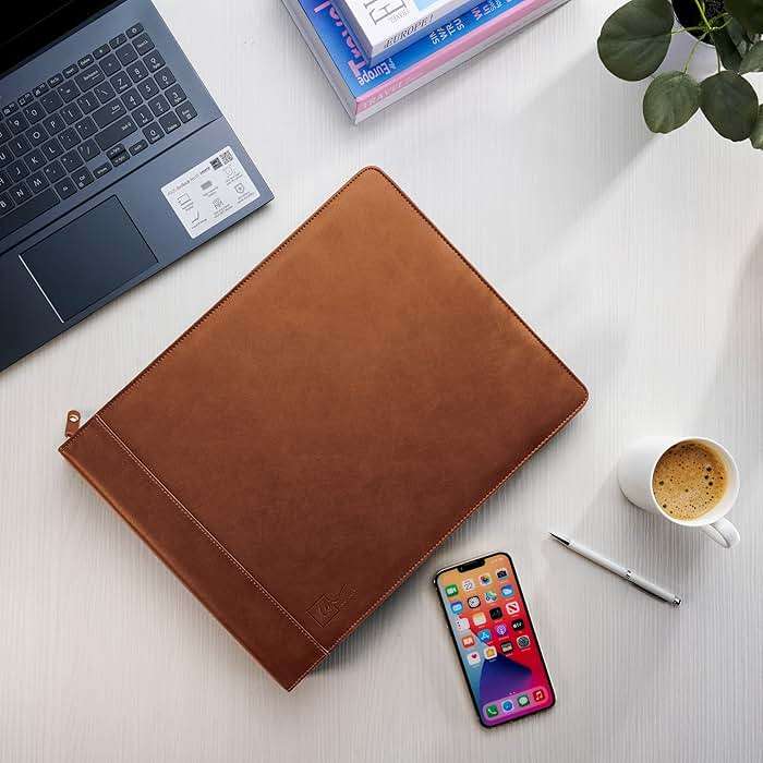 Inkline 7 Ring Check Binder Portfolio -Professional PU Leather Binder with Zippered Closure -500 Check Capacity -9x13 Inch Sheets -Document & Card Organizer -Large Tablet Pocket - Brown (80006) - Image 2