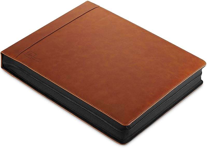 Inkline 7 Ring Check Binder Portfolio -Professional PU Leather Binder with Zippered Closure -500 Check Capacity -9x13 Inch Sheets -Document & Card Organizer -Large Tablet Pocket - Brown (80006) - Image 4