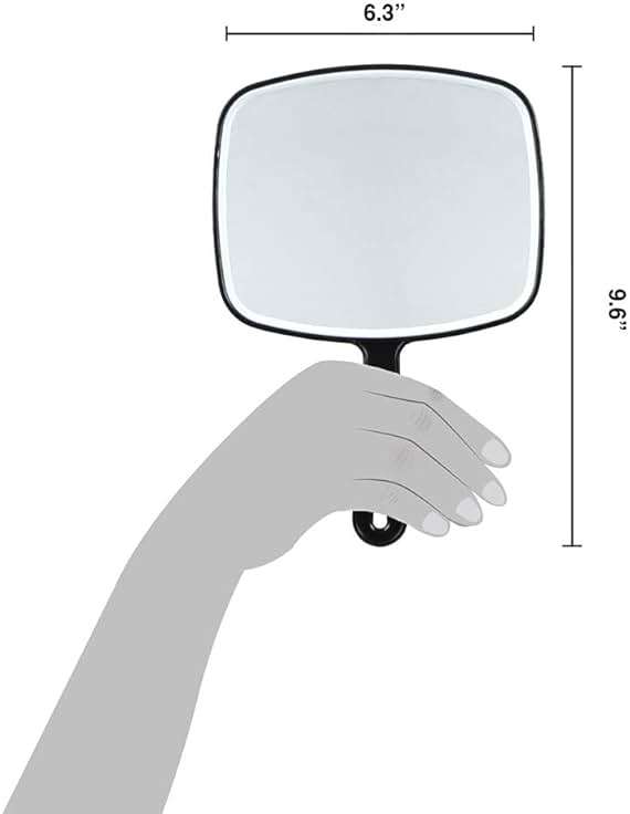 ForPro Professional Collection Premium Hand Mirror with Handle, 6.3" W x 9.6" L, Multi-Purpose Handheld Mirror with Distortion-Free Reflection, Black - Image 3
