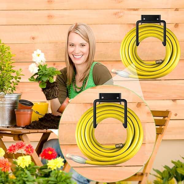Metal Garden Hose Holder - Wall Mount Heavy Duty Holds Up to 150Ft Hose for Hose Reel/Garden Hose - Image 8