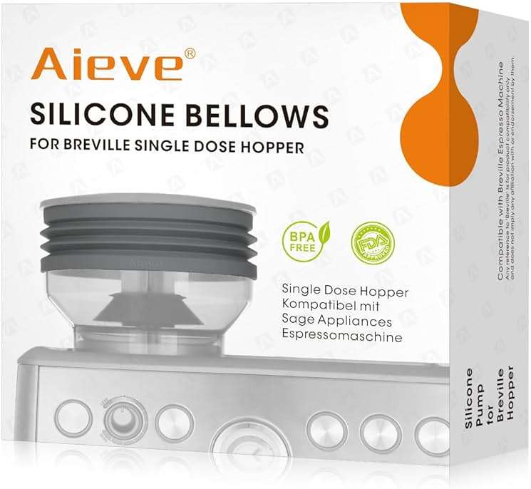 AIEVE Silicone Bellow Compatible for Breville Barista Express, Single Dose Hopper for Breville Espresso Machine,Gray - Image 1