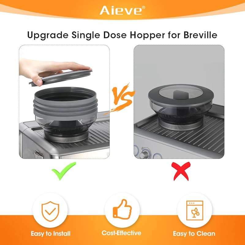 AIEVE Silicone Bellow Compatible for Breville Barista Express, Single Dose Hopper for Breville Espresso Machine,Gray - Image 4