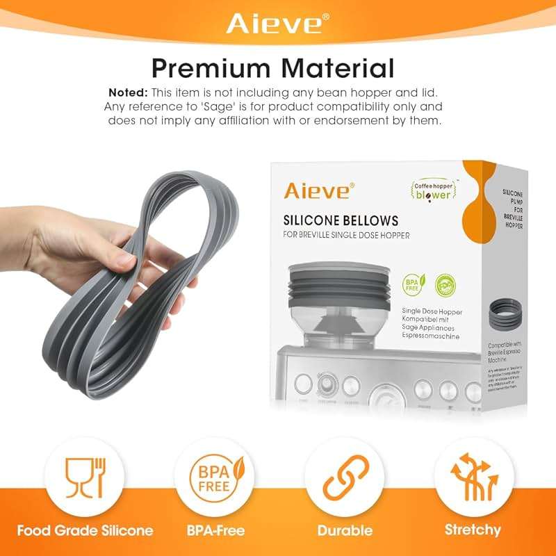 AIEVE Silicone Bellow Compatible for Breville Barista Express, Single Dose Hopper for Breville Espresso Machine,Gray - Image 7