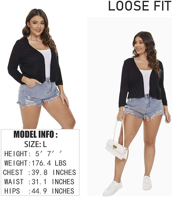 Satuun Women's 3/4 Sleeve Bolero Shrugs Lightweight Open Front Cropped Cardigan Sweaters - Image 3