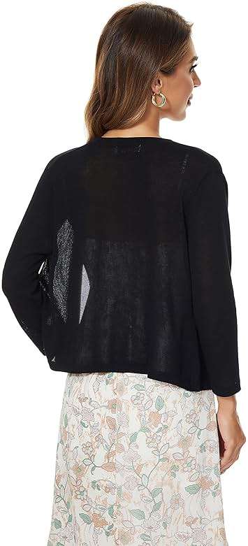 Satuun Women's 3/4 Sleeve Bolero Shrugs Lightweight Open Front Cropped Cardigan Sweaters - Image 5