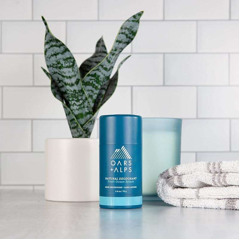 Oars + Alps Hair and Body Travel Kit for Men, Includes Sulfate Free Shampoo, Conditioner, Body Wash, Deodorant, and Reusable Pouch, TSA Friendly, Fresh Ocean Splash Scent - Image 2