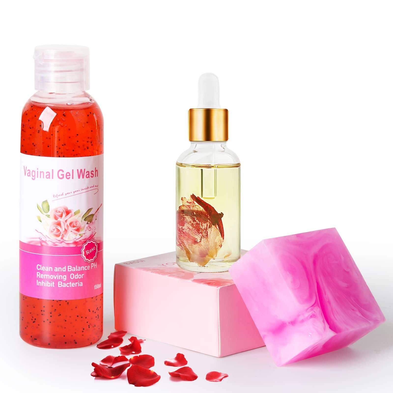 Feminine Wash & Yoni Oil & Yoni Soap Set for Women, Yoni Wash for Vaginal Remove Odor, Natural Feminine Care Soap for pH Balance, 1 Fl.Oz Feminine Oil & 5.07 Fl.Oz Vaginal Wash 3.53 Oz Yoni Soap Bar - Image 1