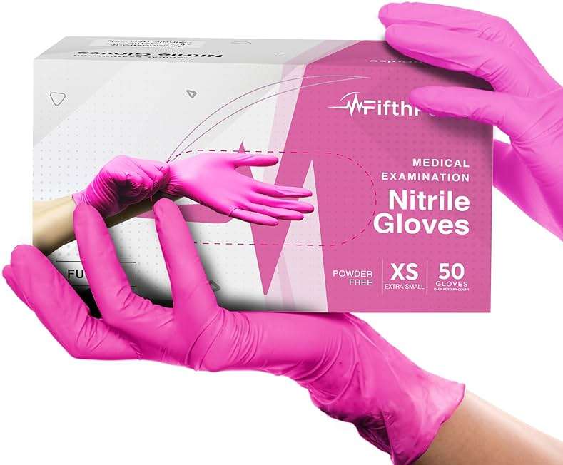 FifthPulse Fuchsia Hot Pink Nitrile Disposable Gloves - 3 Mil Nitrile - Powder and Latex Free - Surgical Medical Exam Gloves - Image 1