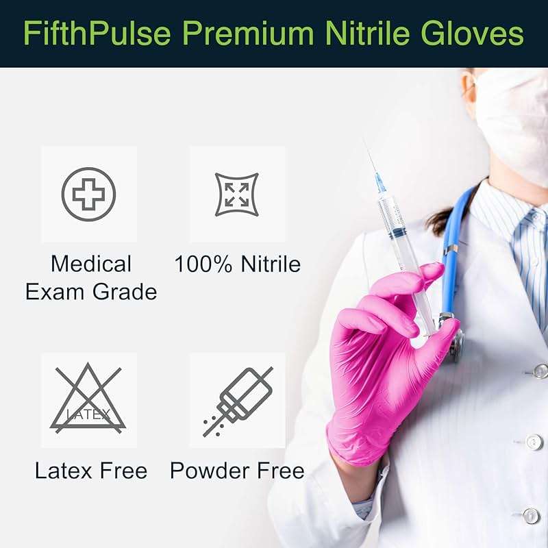 FifthPulse Fuchsia Hot Pink Nitrile Disposable Gloves - 3 Mil Nitrile - Powder and Latex Free - Surgical Medical Exam Gloves - Image 5